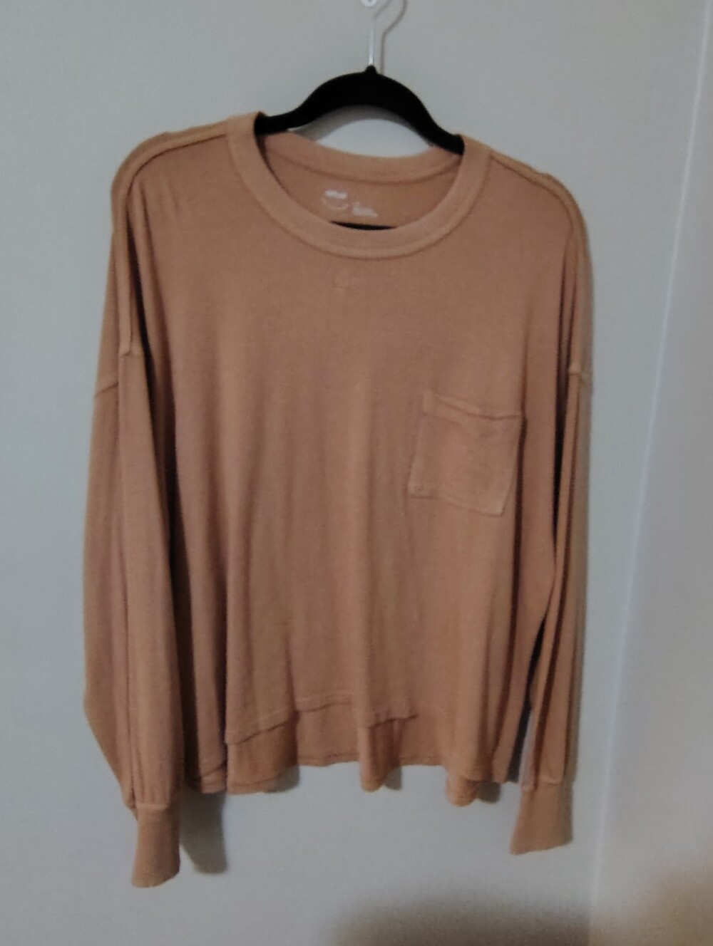 aerie Long Sleeve Pocket Tee - Brown Tan